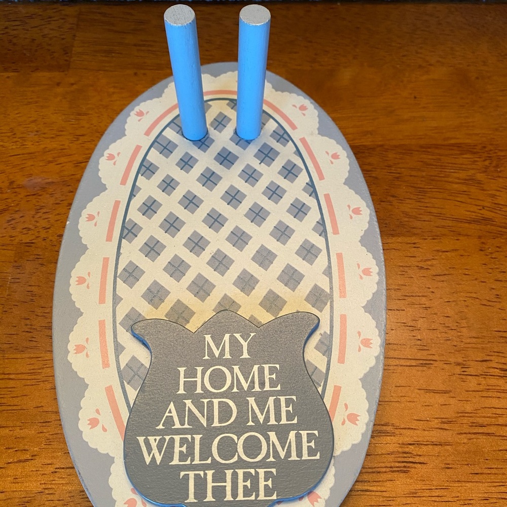 My Home & Me blue wood double peg wall hanging